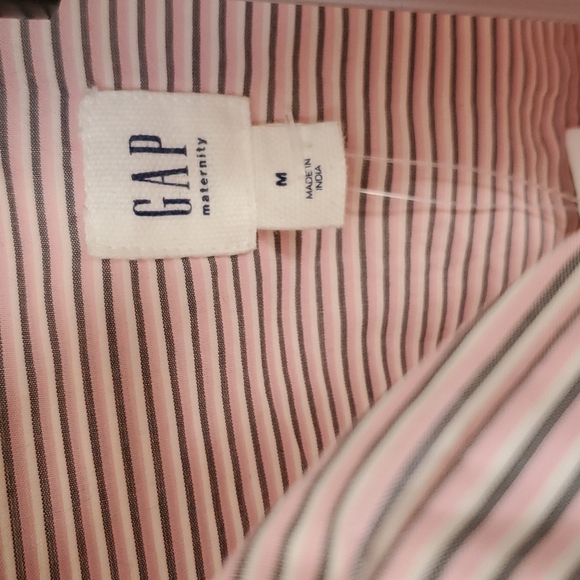 Pink/grey striped Gap maternity shirt dress with pockets in size medium, NWT - Picture 3 of 14